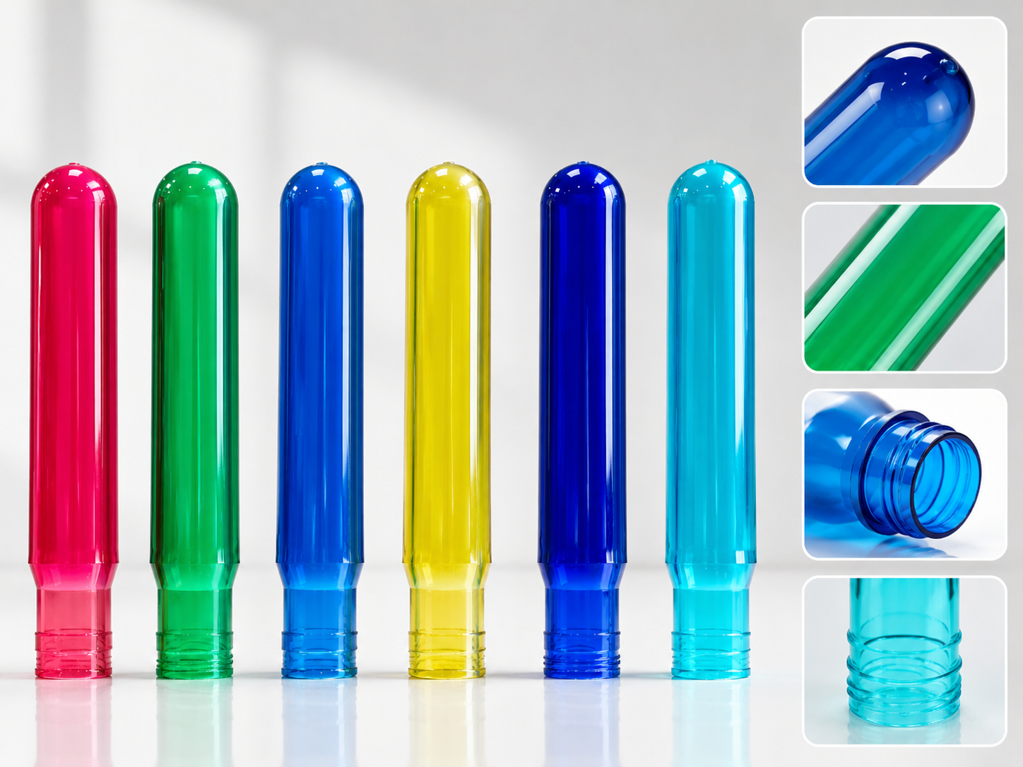 55mm PET Preform for large water containers -- clear and blue color options