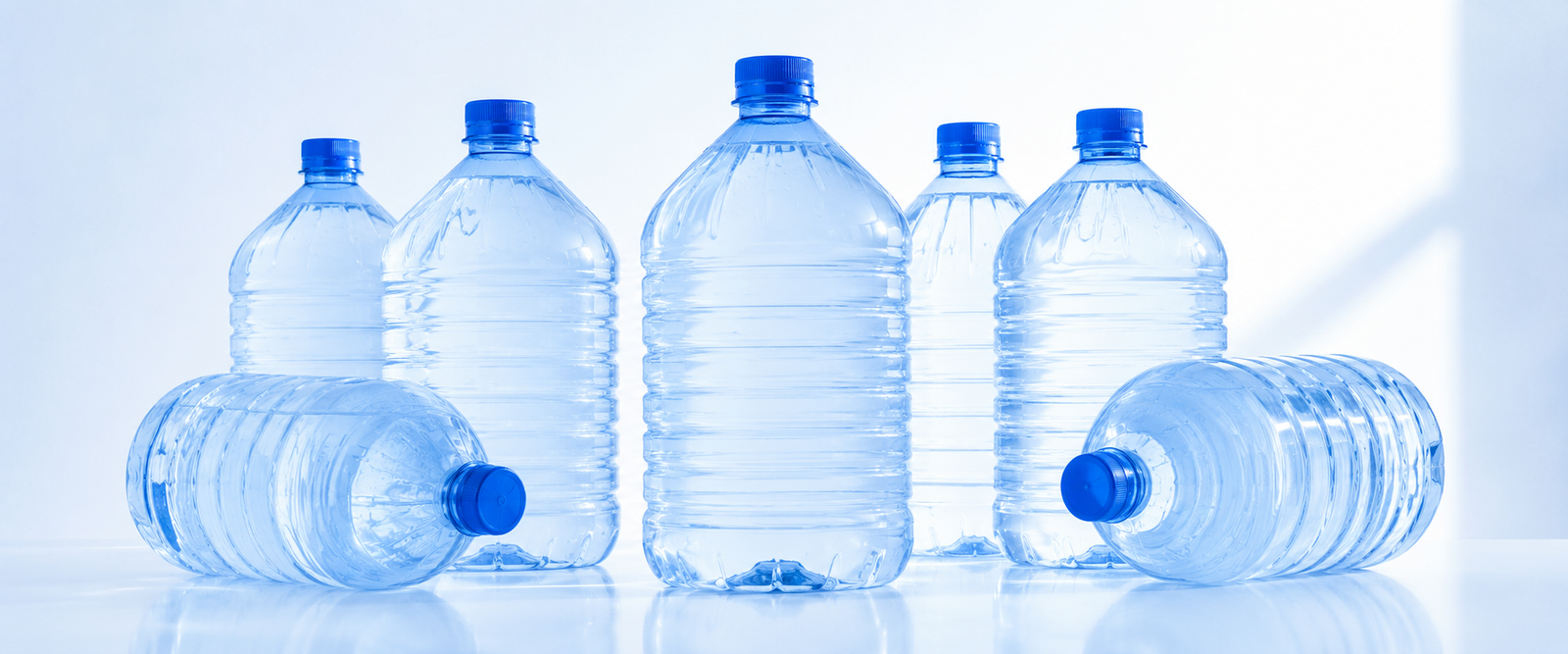 One-way single-use PET water delivery bottles